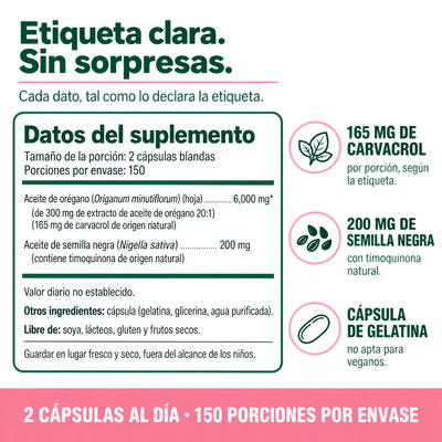 Aceite de Orégano con Semilla Negra | 300 Cápsulas Blandas