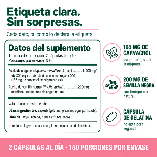 Aceite de Orégano con Semilla Negra | 300 Cápsulas Blandas