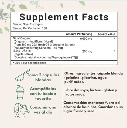 Aceite de Orégano + Aceite de semilla negra (Carvacol) | Natuviora™